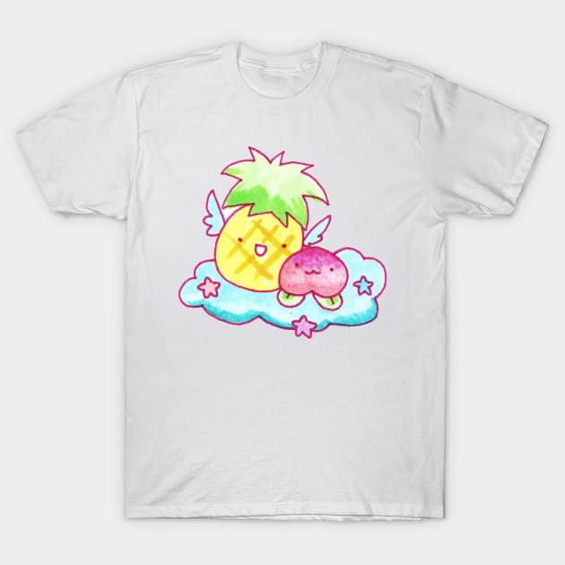 Pineapple and Peach Fruit Angels T-Shirt by saradaboru